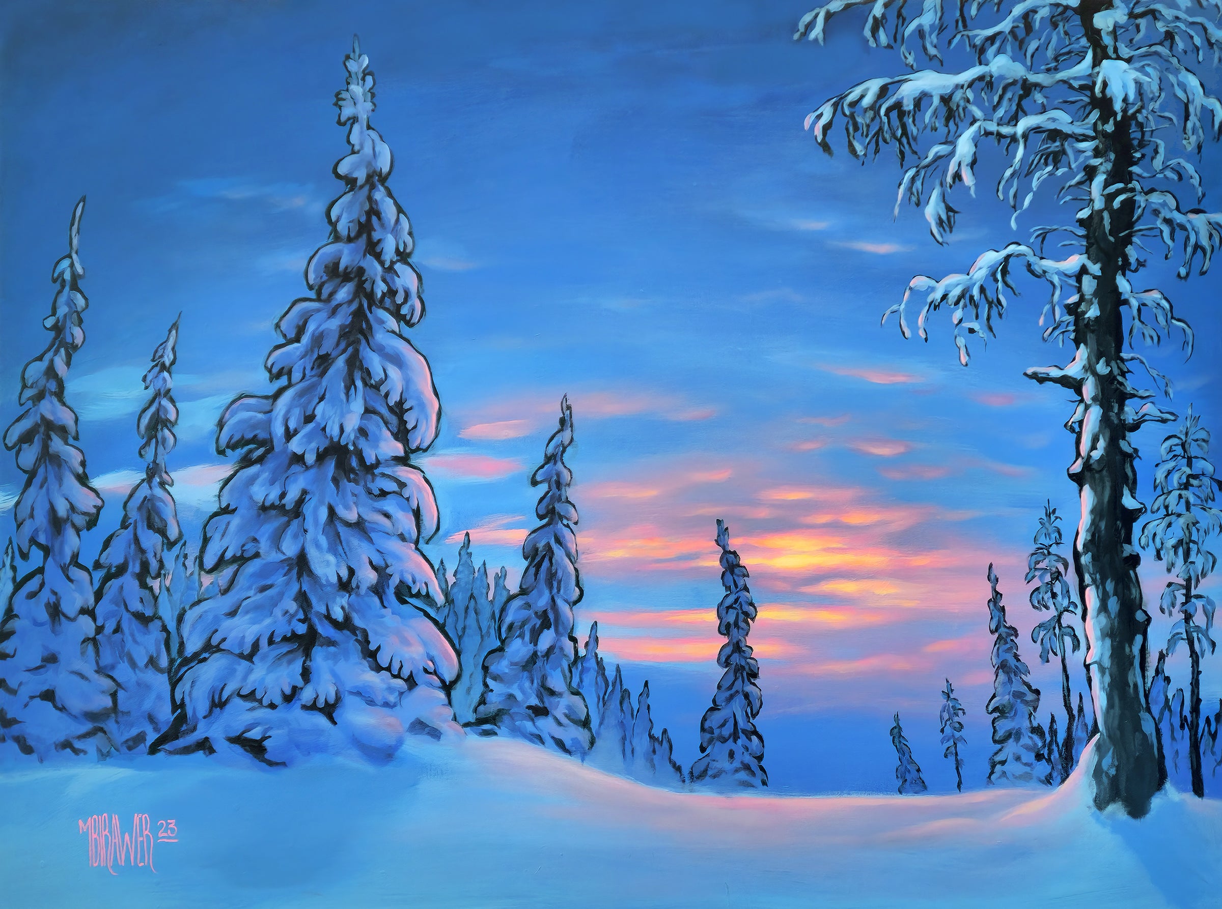 Winter Light, hot ORIGINAL Acrylic Painting